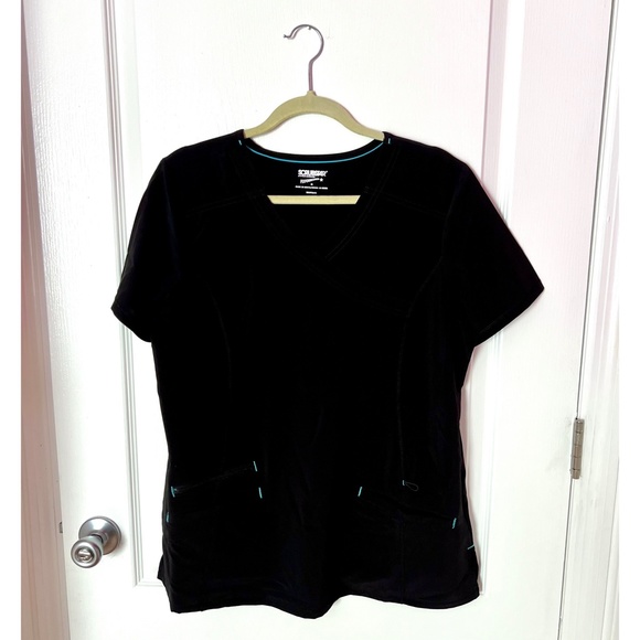 Scrubstar Women's Fashion Premium Performance Mock Wrap Black Scrub Top M - Picture 7 of 10